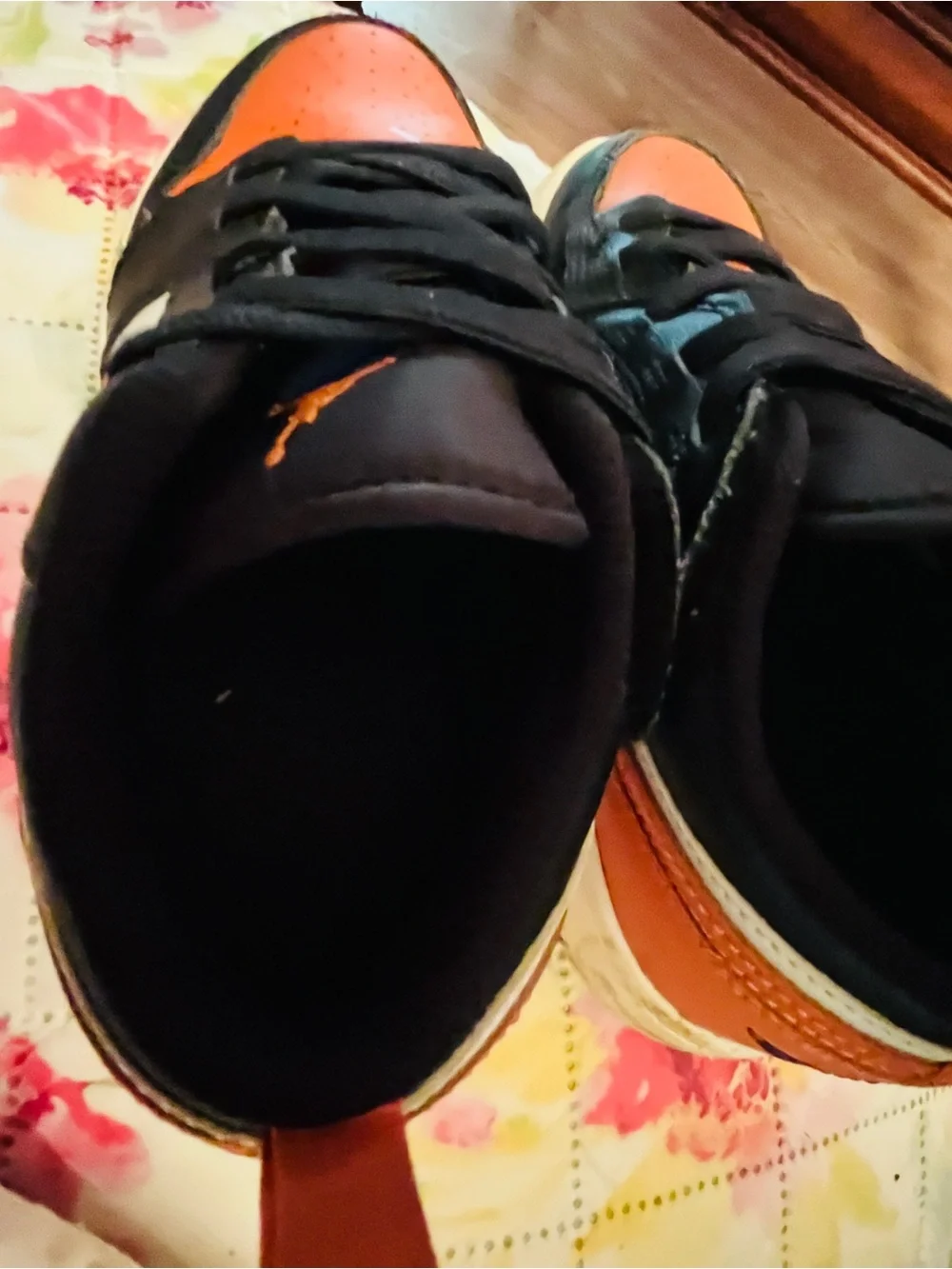 Nike Kids Black and Orange and white Harley Davison colored air  Low-Top Sneaker